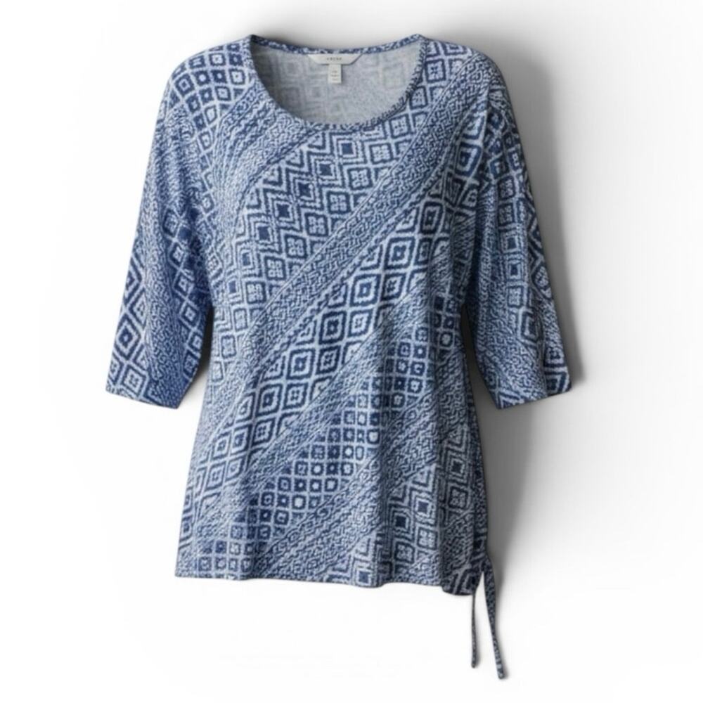 Ruby Rd. Blue/White Pullover Tunic Comfortable Plus Sized Adj Hem Womens Size 3X